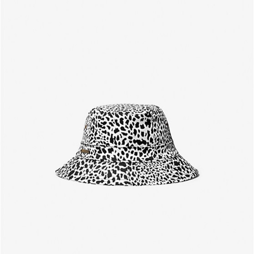 Michael Kors Black and White Leopard Print Hat